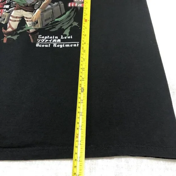 Attack On Titan Shirt Men L Black Captain Levi Season 3 Anime Graphic Tee Fan - Picture 9 of 9